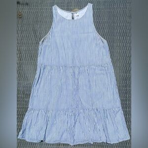 Old Navy blue white pinstripe tiered sundress, large